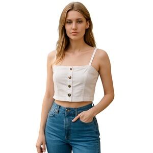 Abercrombie & Fitch White Cropped Top Size Medium